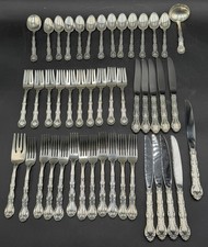  46pc Vintage ALVIN FRENCH SCROLL Sterling Silver Flatware Set picture