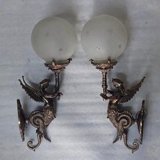 ANTIQUE VINTAGE OLD ART DECO NOUVEAU BRASS MERMAID WALL SCONCES LIGHT LAMP 1 PC picture