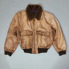 Vintage 80s Emporio Armani Leather Bomber Jacket Italy Size 50 Pre-Owned picture