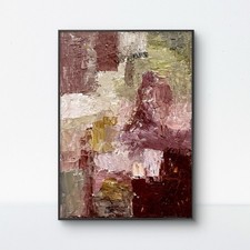 Density 5x7 Burgundy Abstract Original Oil Painting Wall Decor picture