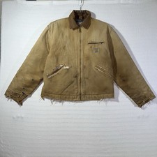 Vintage Carhartt Mens Full Zip Blanket Lined Detroit Distressed J97 Jacket Sz L picture