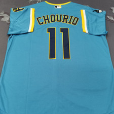 Jackson Chourio #11 Brewers City Powder Blue Cool Base Sewn Stitched Jersey. picture