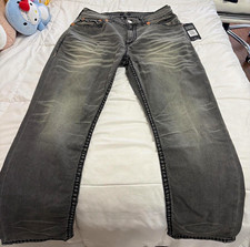 True Religion Bobby Super T Relaxed Straight Gray Denim Jeans 34x32 - brand new picture