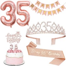 35th Birthday Decorations for Women, Including 35th Tiara and Sash, Happy Bir... picture
