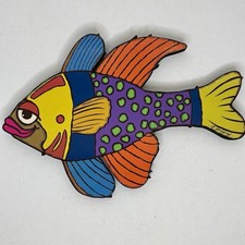 Londono Art Studio Signed Tropical Fish Wood Wall Hanging Colorful Coastal 12” picture