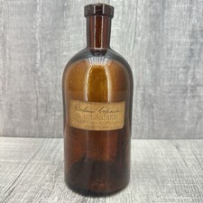 Antique R H Lansing Apothecary Bottle Amber Glass Paper Label Chillicothe Ohio picture