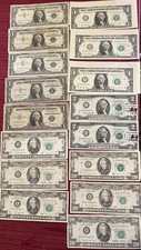 $132 FACE, MIXED, BLUE SEALS, STAMPED, ERRORS, VINTAGE  CURRENCY  LOT $1-$2-$20  picture