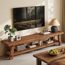 71'' Farmhouse Solid Wood TV Stand with Open Storage Shelves for TVs up to 85'' picture