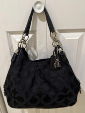 Coach Mia/Madison Op Art Sateen Black Shoulder Bag Leather E1082-15757 picture