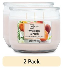 Mainstays White Rose and Peach 3 Wick Candle 11.5oz 2 pack picture