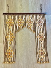 Vintage Showa Retro Arch Wooden Beaded Curtain Noren Mid Century 33.5”W x 36.5”H picture