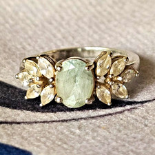 Vintage Siam 925 Sterling Silver Gemstone Cluster Leaf Ring Hallmark JG picture