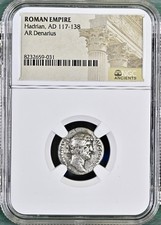 Silver Roman Emperor Hadrian Denarius 117AD-138AD NGC Ancient Genuine Coin picture
