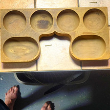 Antique Coin Tray, Early 1900's.6 Recessed Wells, Round & Oval Compartments picture