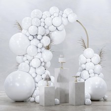 PartyWoo White Balloons 99pcs Matte White Latex Balloons Different Sizes picture