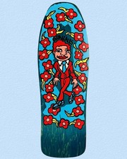 RARE Mark Gonzales Unofficial Skateboard Deck Gonz & Roses Blue Stain 54/55 picture