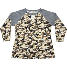 ANDTHEWHY Los Angeles Camo Raglan Long Sleeve Top Brown Grey ATW10677 Large picture