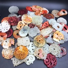 50PCS China Dynasty Old Natural Jade Carved Fengshui Mixed Amulet Pendant picture