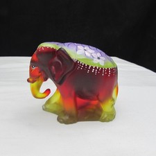 Fenton Amberina Floral Hand Painted Walking Elephant Special Order GLOWS W1019 picture