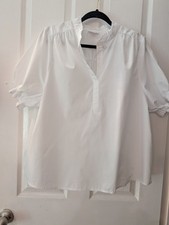J Jill Ruffled Cotton-Poplin Top Large White picture
