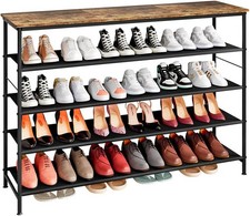 4 Tier Shoe Rack Organizer 24 Pairs Storage Shelf Closet Entryway Black Brown picture