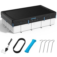 7x10 FT Rectangular Pool Cover, 3-in-1 Super Windproof System, Upgraded Seamless picture