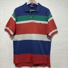 VTG 90’s Polo by Ralph Lauren Multicolor Polo Shirt Mens Pullover Golf Pony Sz L picture