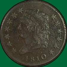 1810 Classic Head Large Cent Very Fine VF Coin, Corrosion #49390 picture