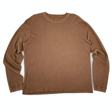 Akimbo Club Stonewashed Thermal Long Sleeve Coffee Men L Brown Waffle Gorpcore picture