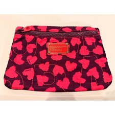 Marc by Marc Jacobs Pink Purple Heart Leopard Quilted Nylon Cosmetic Pouch Bag picture