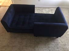 Rare collectable tete-a-tete loveseat in navy blue alcantara by Ligne Roset picture