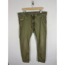 Diesel Krooley-NE JoggJeans Mens 36X32 Olive Green Denim Sweatpants Hybrid picture