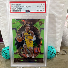 2022-23 Panini Select Concourse Bennedict Mathurin #79 Neon Green /75 RC PSA 10 picture