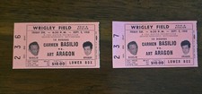 Carmen Basilio vs Art Aragon Boxing Tickets  1958 set of 2 seats together picture