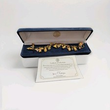 NIB 24k Gold Plated & Swarovski Bradford Exchange Care Bears Charm Bracelet picture