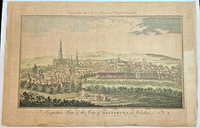 c1779 Salisbury Wiltshire Antique Hand Colored Engraving City View picture