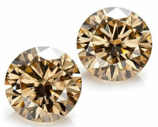 2 Pcs Natural Diamond CERTIFIED D Grade ROUND LOOSE VVS1/13 mm BROWN COLOR picture