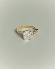 Luxury 2.32Ct Elongated Cushion Lab Diamond Accent Anniversary Ring 14K Gold picture