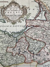Polish Prussia Poland Kingdom c.1760s Vaugondy decorative engraved color map picture