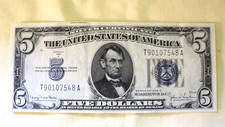 1934D $5 Silver Certificate Clarke/Snyder Blue Seal TA Block CRISP About UNC picture