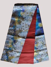 Vintage Japanese Kimono Fukuro Obi – Silk Rokutsu Gara Embroidered flower Motifs picture