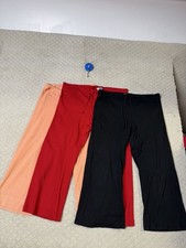 Hard Tail Ribbed Cropped Lounge Pants Womens M Multicolor Drawstring Slit 3 pair picture