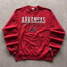 Vintage Champion Arkansas Razorbacks Softball Red Crewneck Sweatshirt Mens M picture