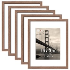 VCK 16x20 Picture Frame, Walnut Wood, Real Glass, 5 Pack, Wall Hanging | Matt... picture