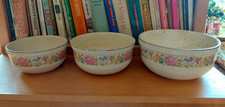Vtg Harker Hotoven Petit Point Serving Bowls Floral Needlepoint Pottery picture