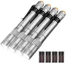 EverBrite 4PACKS Gray/Black LED Pen Light Pocket Flashlights Aluminum Lightweigt picture