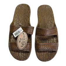 Island Slipper Men’s 9 Brown Pali Hawaii Leather Slide Sandals NWT picture