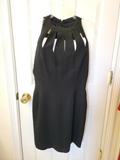 Ann Tjian for Kenar Dresses Little Black Sheath Dress cut outs around neckline picture