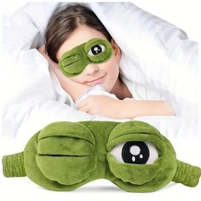 3D Frog Sleep Mask - Soft Cartoon Eye Mask Blindfold for Travel & Office picture