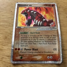Pokémon TCG Groudon ex 93/100 EX Crystal Guardians U Rare Holo heavily damaged  picture